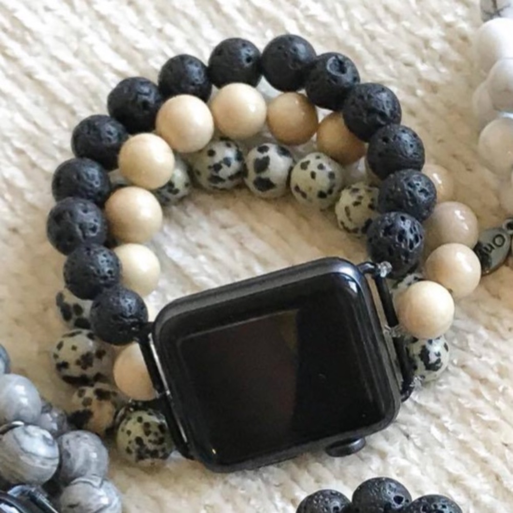Onyx Beaded Apple Watch Band—38 MM